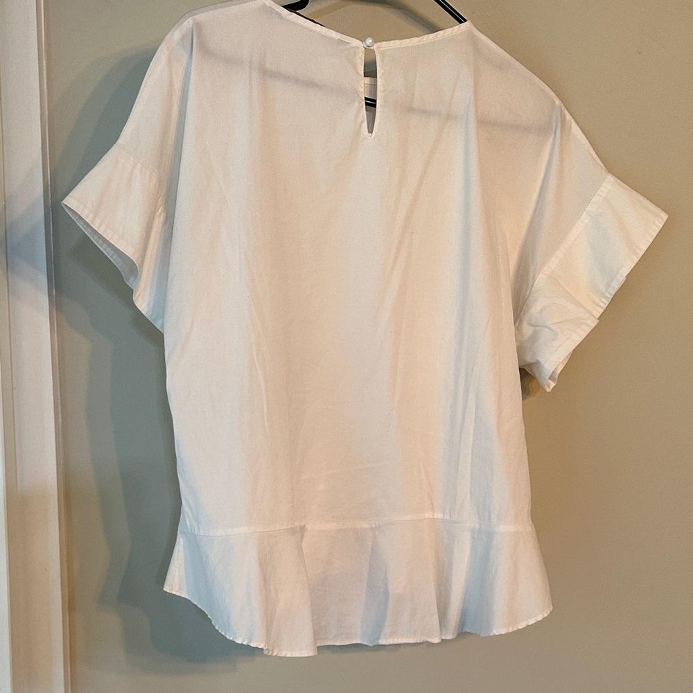 Zara Basics White Ruffle Sleeve Top - Picture 4 of 4